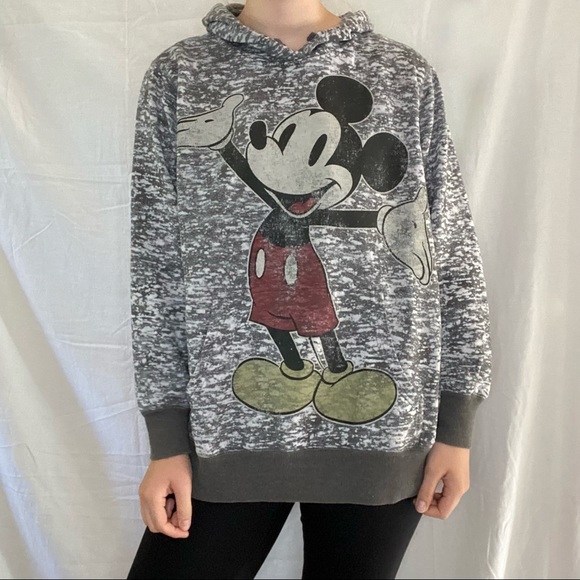 Disney Mickey Mouse Graphic Patterned Gray Hoodie - Picture 5 of 7